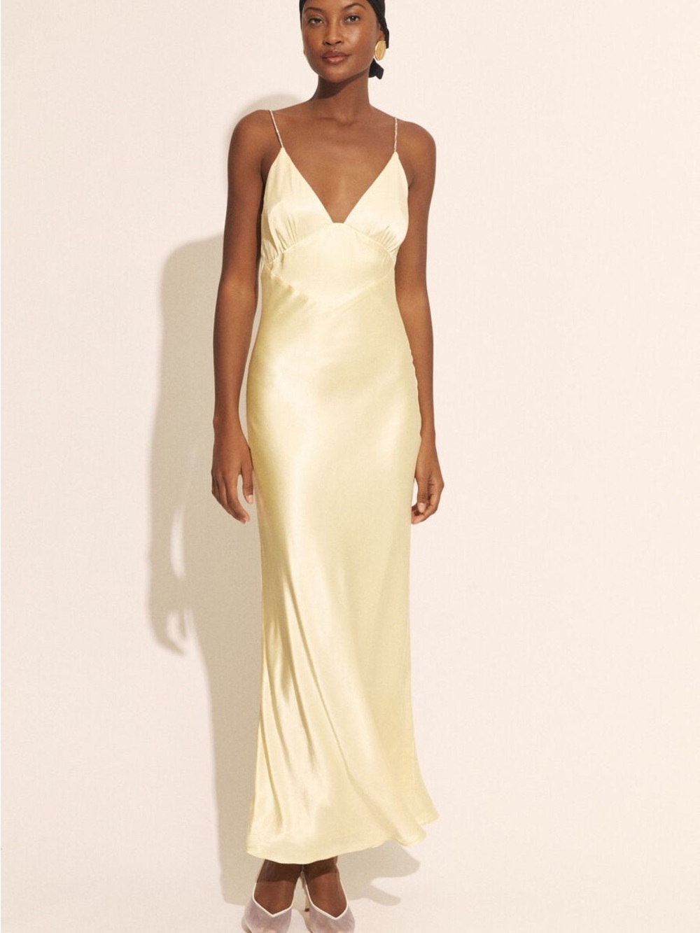 Bardot Capri Diamonte Slip Dress Canary Yellow